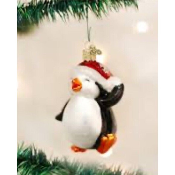 OLD WORLD CHRISTMAS DANCING PENGUIN AQUARIUM GLASS HANDPAINTED ORNAMENT 16095 - Picture 2 of 10
